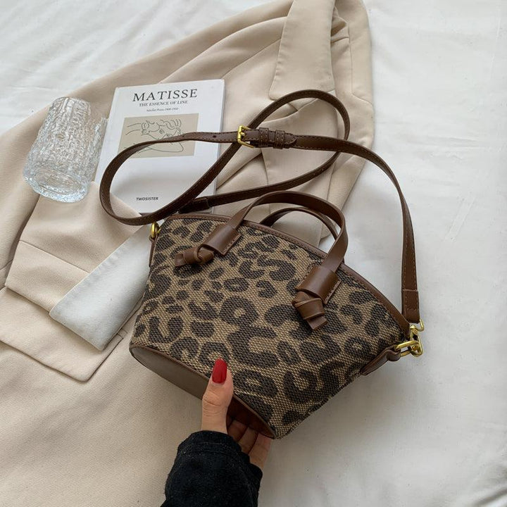 Leopard Print Crossbody Bucket Bag