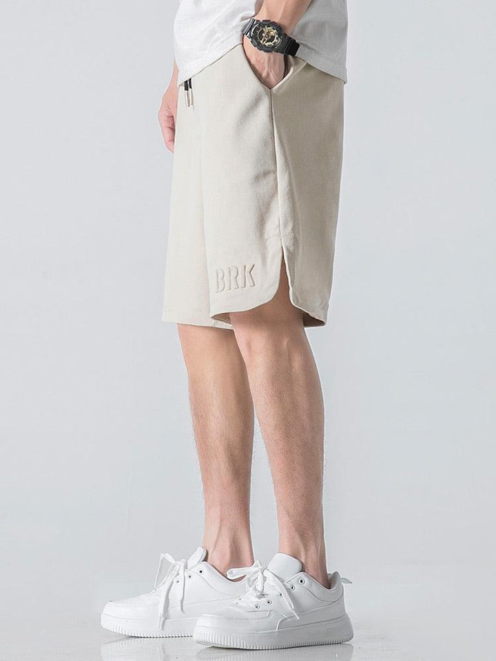 Letter Embroidery Drawstring Waist Shorts