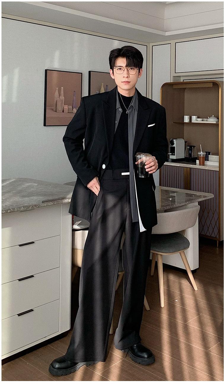 Oversized Blazer & Wide-Leg Pleated Pants ( Suit)