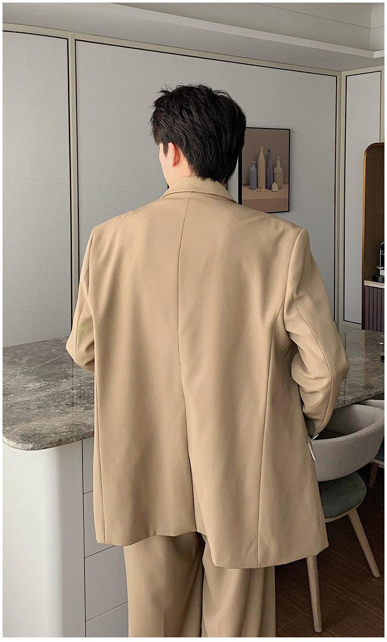 Oversized Blazer & Wide-Leg Pleated Pants ( Suit)