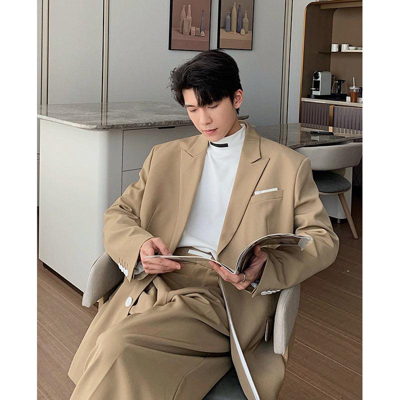 Oversized Blazer & Wide-Leg Pleated Pants ( Suit)