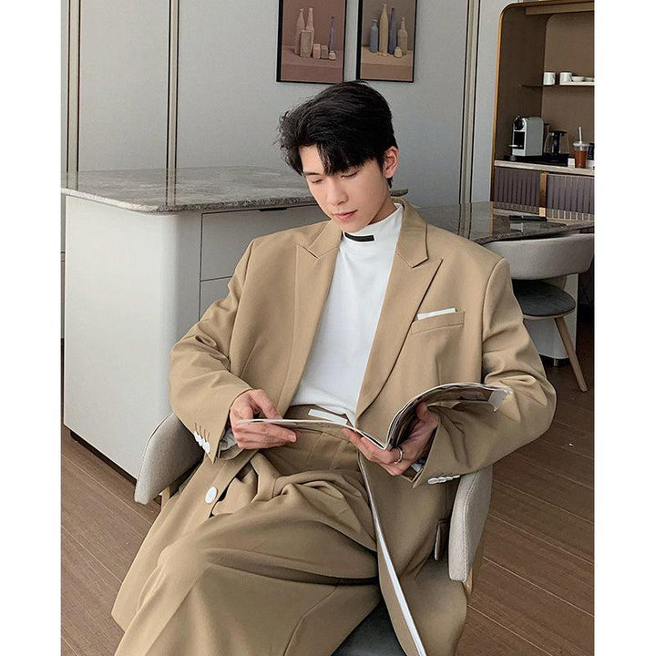 Oversized Blazer & Wide-Leg Pleated Pants ( Suit)