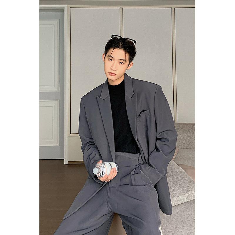 Oversized Blazer & Wide-Leg Pleated Pants ( Suit)