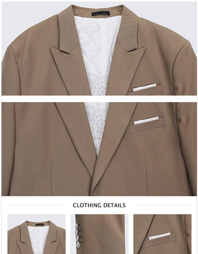 Oversized Blazer & Wide-Leg Pleated Pants ( Suit)