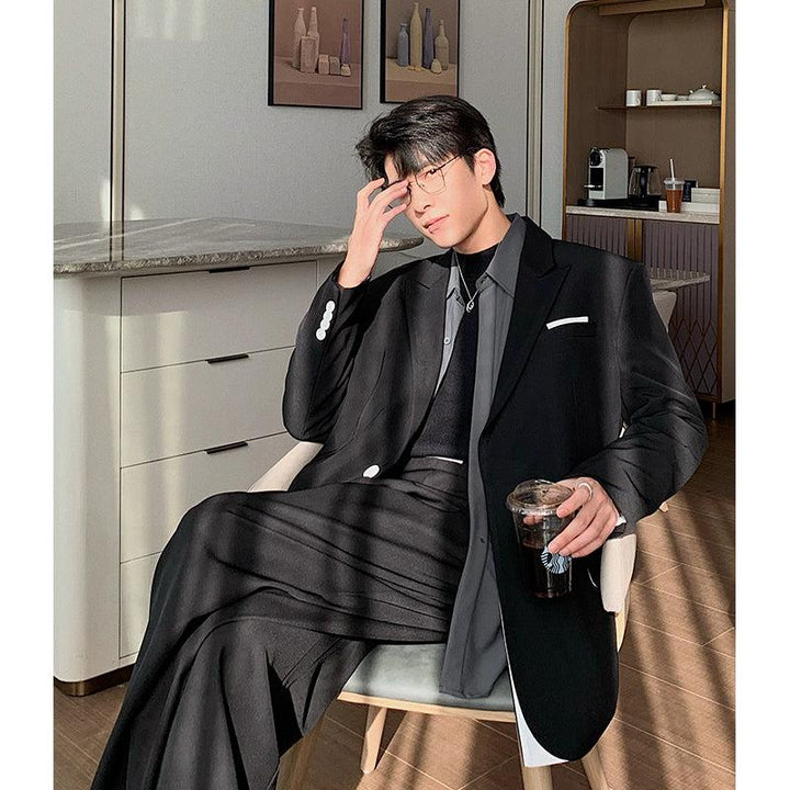 Oversized Blazer & Wide-Leg Pleated Pants ( Suit)