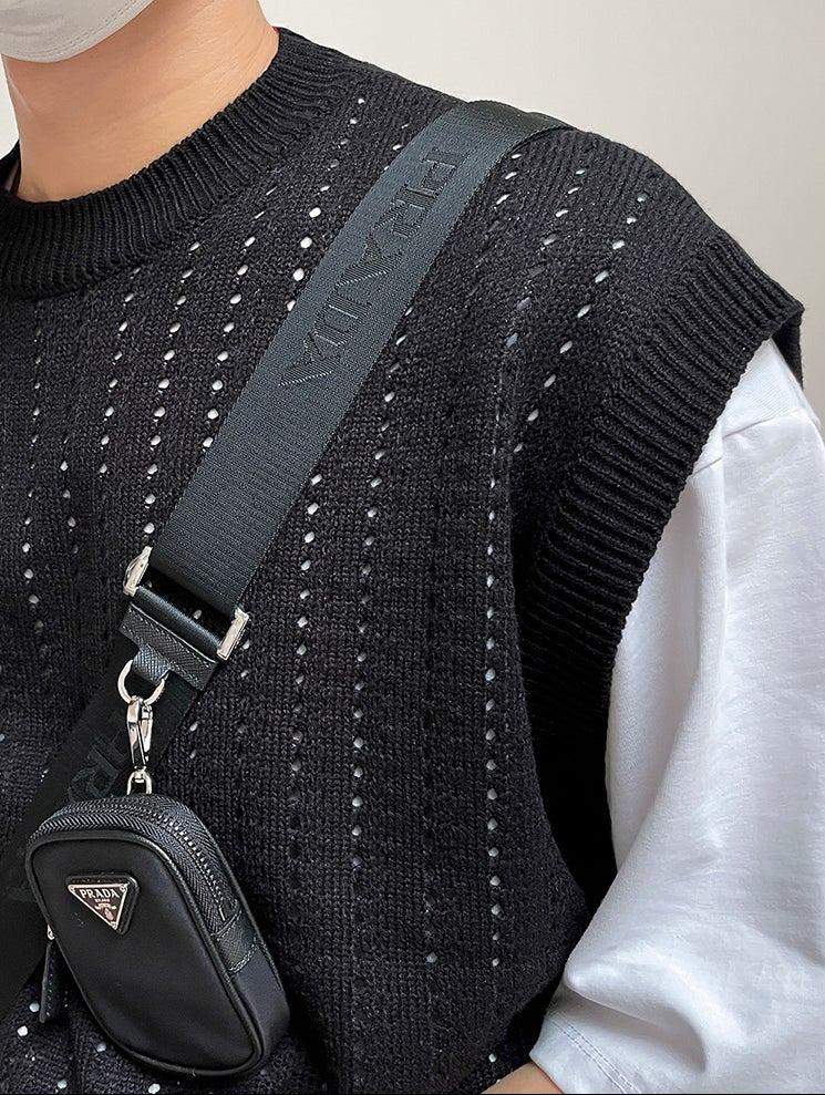Oversized Khaki Knit Vest