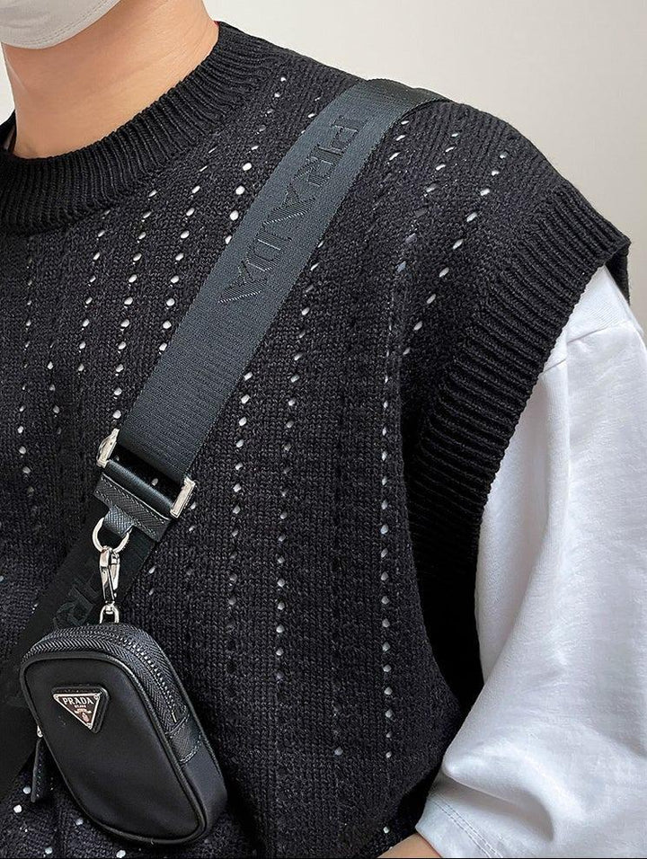Oversized Khaki Knit Vest
