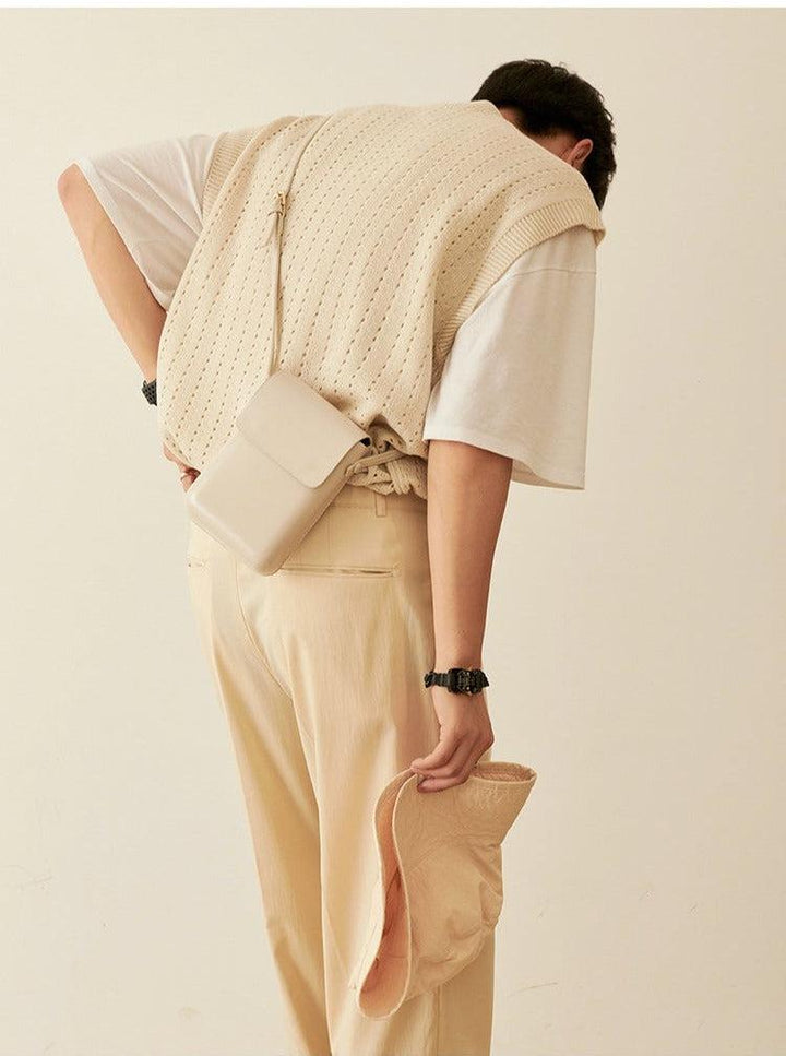 Oversized Khaki Knit Vest