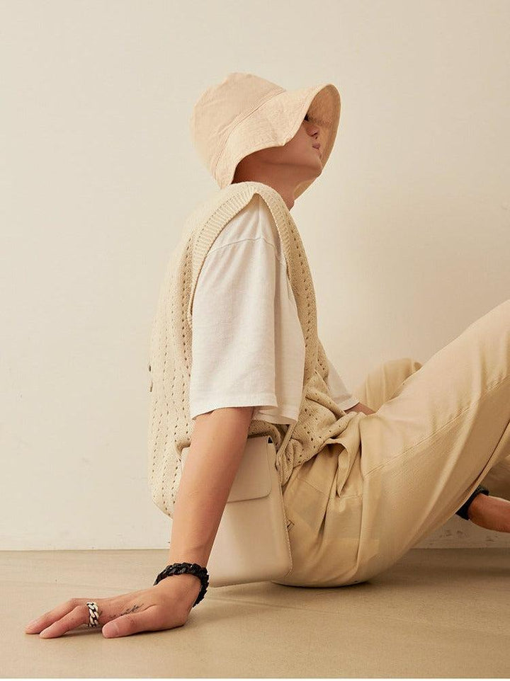 Oversized Khaki Knit Vest