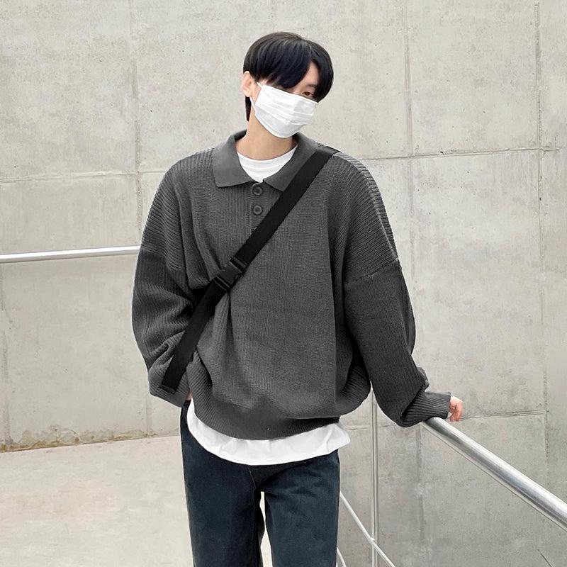 ært Ekspert flertal Oversized Knit Polo Shirt – The Korean Fashion