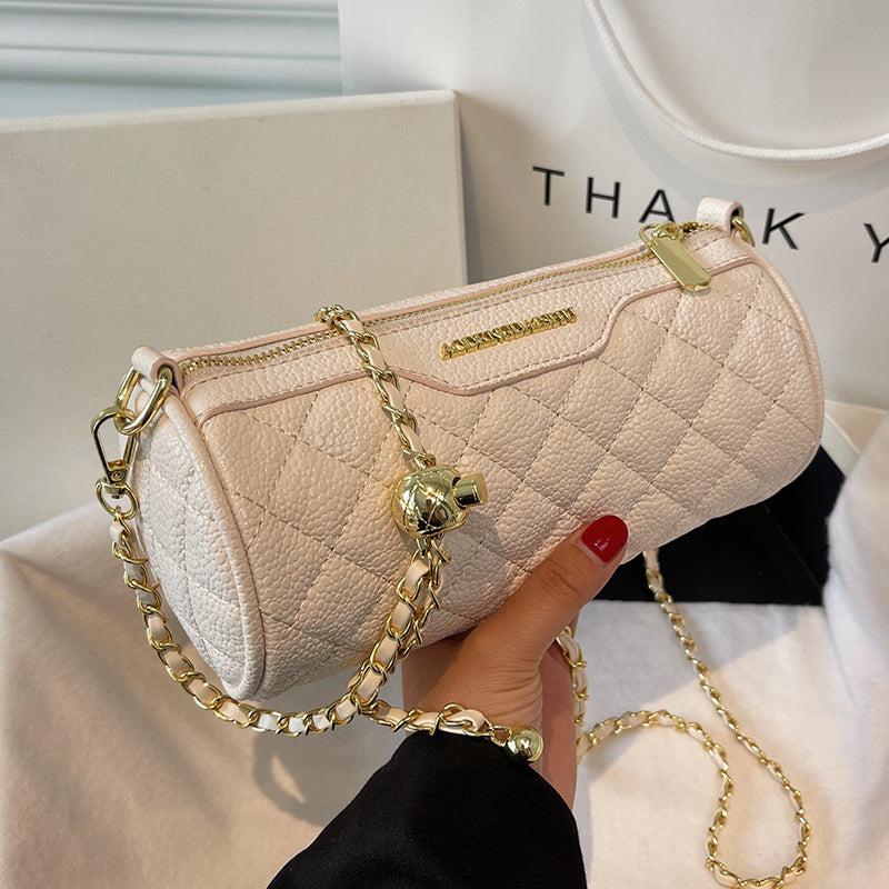 Plaid Crossbody Barrel Bag