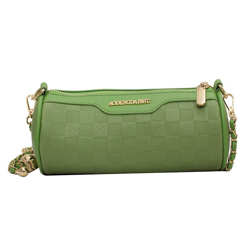 Plaid Crossbody Barrel Bag