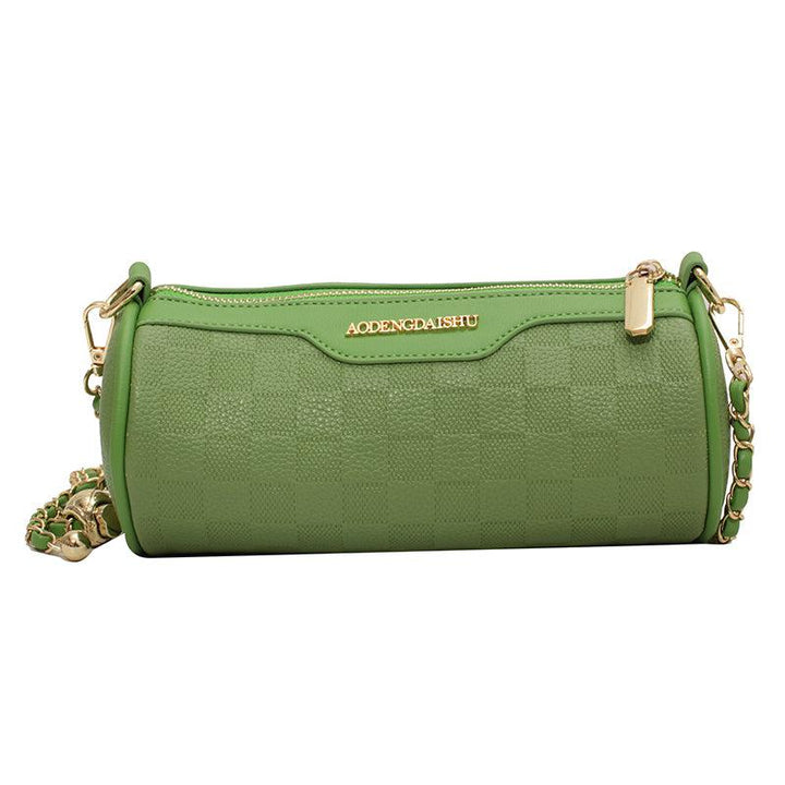 Plaid Crossbody Barrel Bag