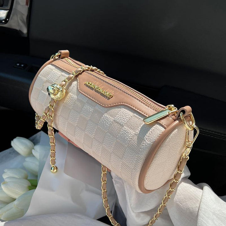 Plaid Crossbody Barrel Bag