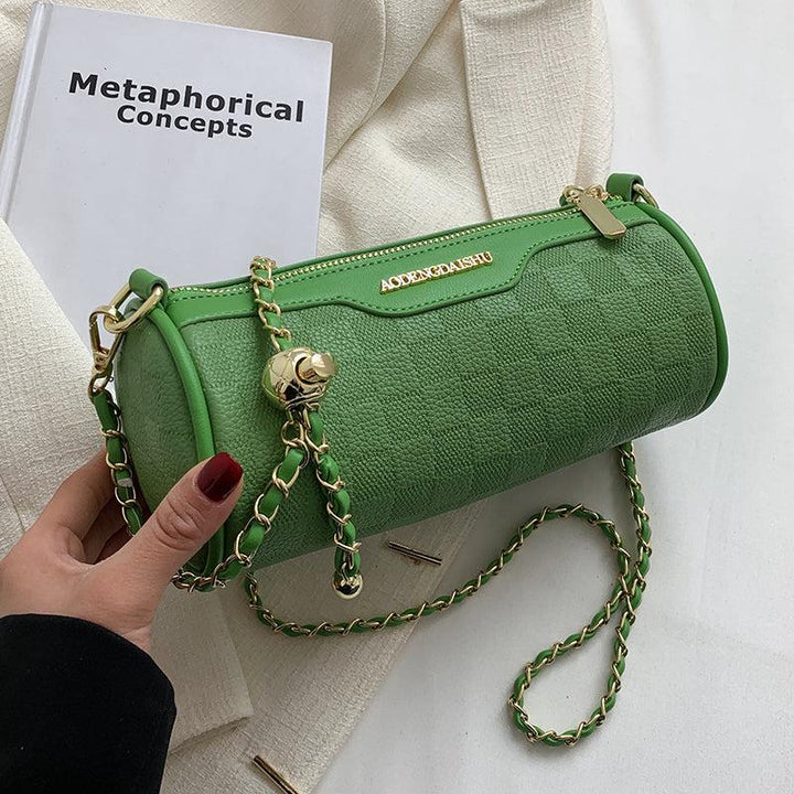 Plaid Crossbody Barrel Bag