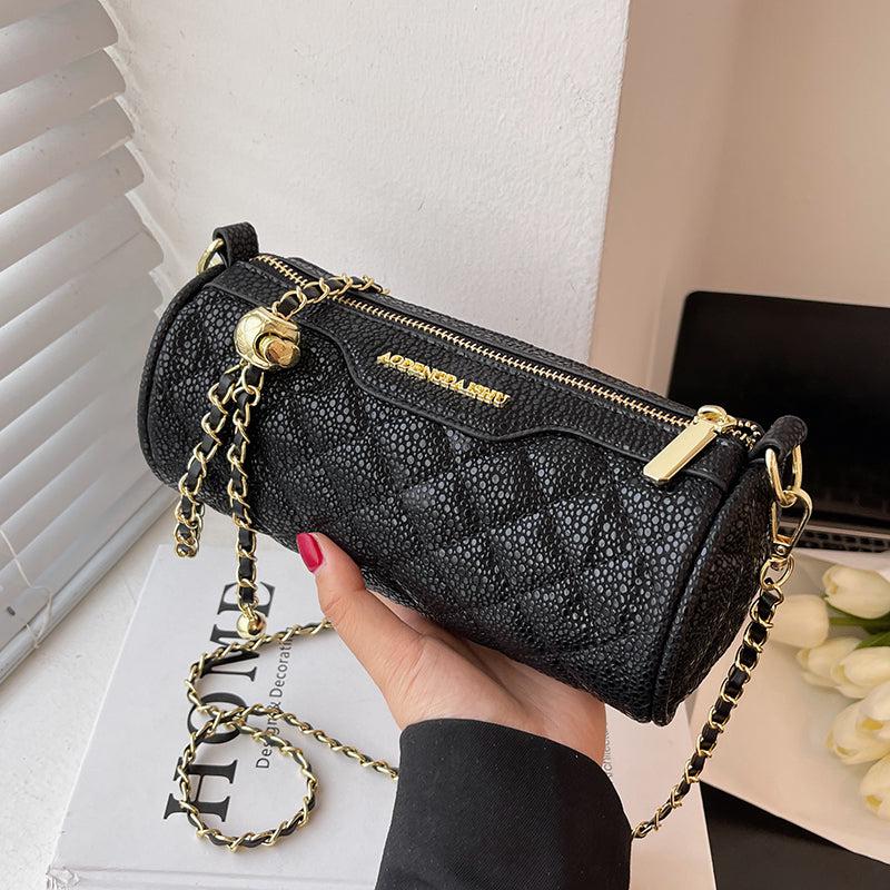 Plaid Crossbody Barrel Bag