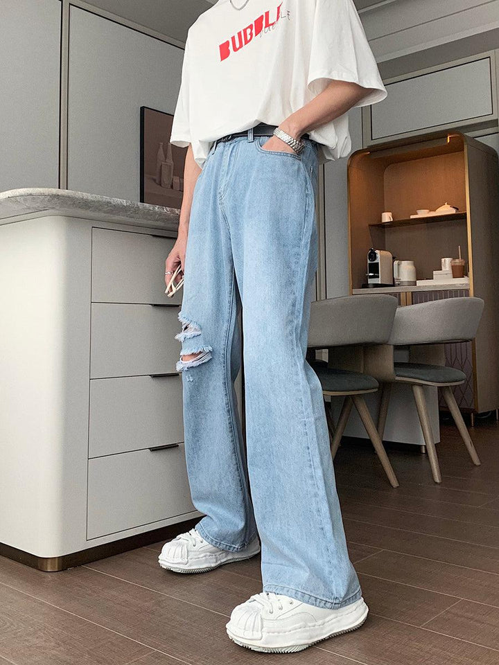 Ripped Denim Flared Pants