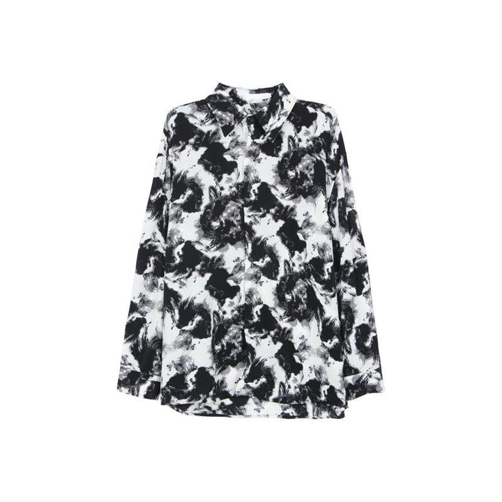 Tie-dye Contrast Color Lapel Shirt