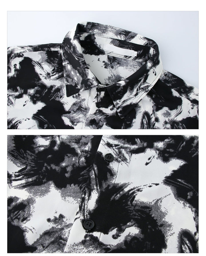 Tie-dye Contrast Color Lapel Shirt