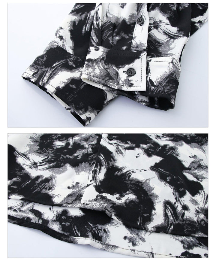 Tie-dye Contrast Color Lapel Shirt