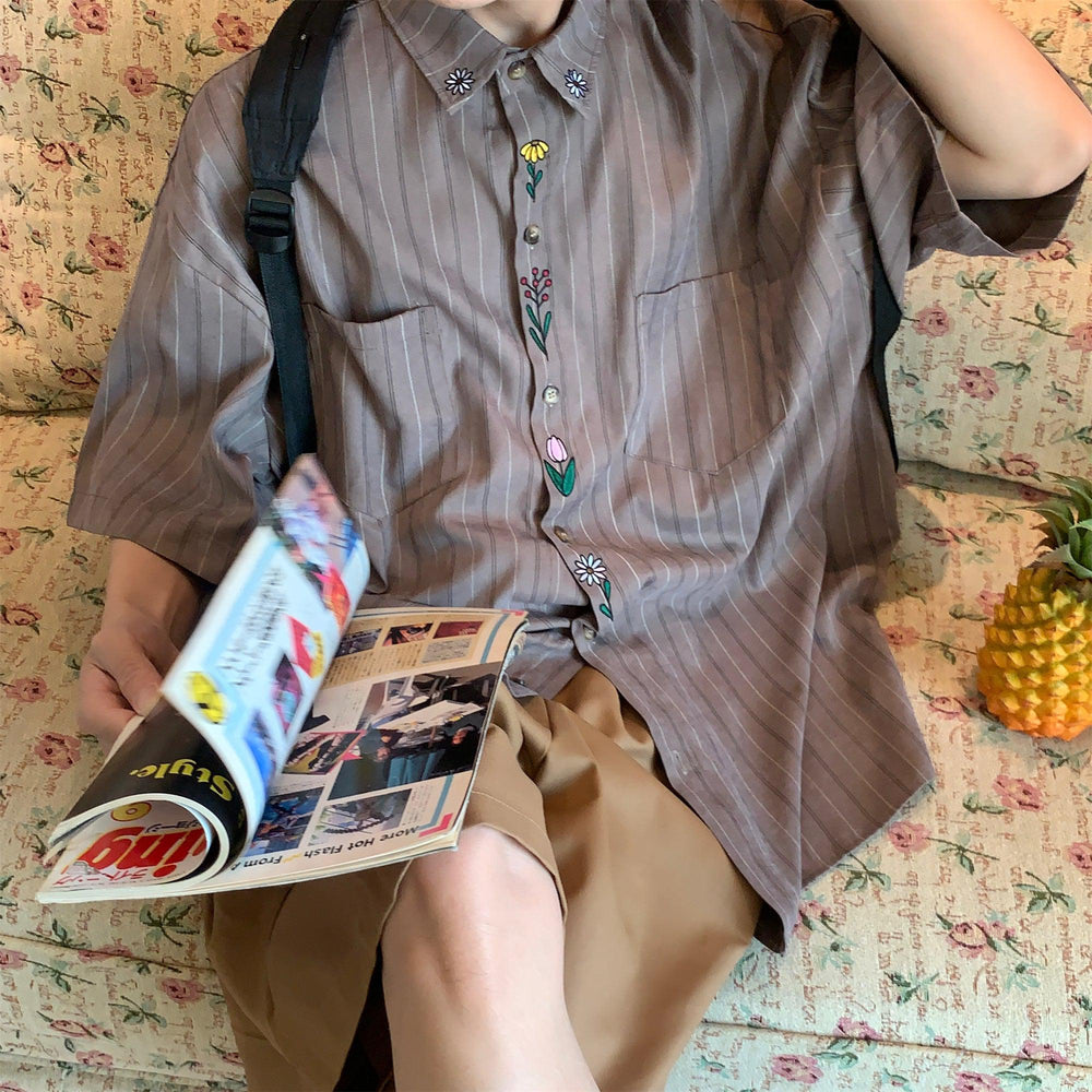 Vertical Stripe Shirt With Pockets