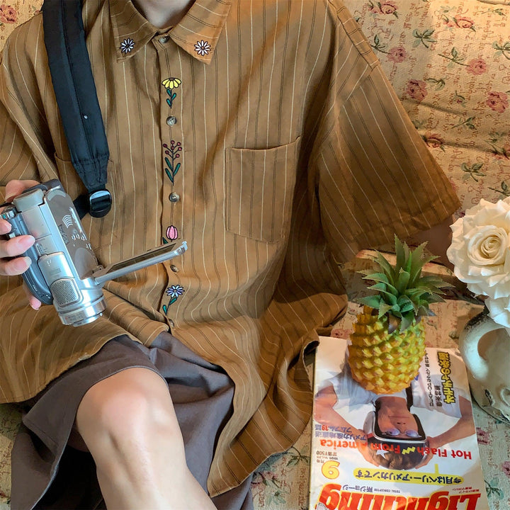 Vertical Stripe Shirt With Pockets