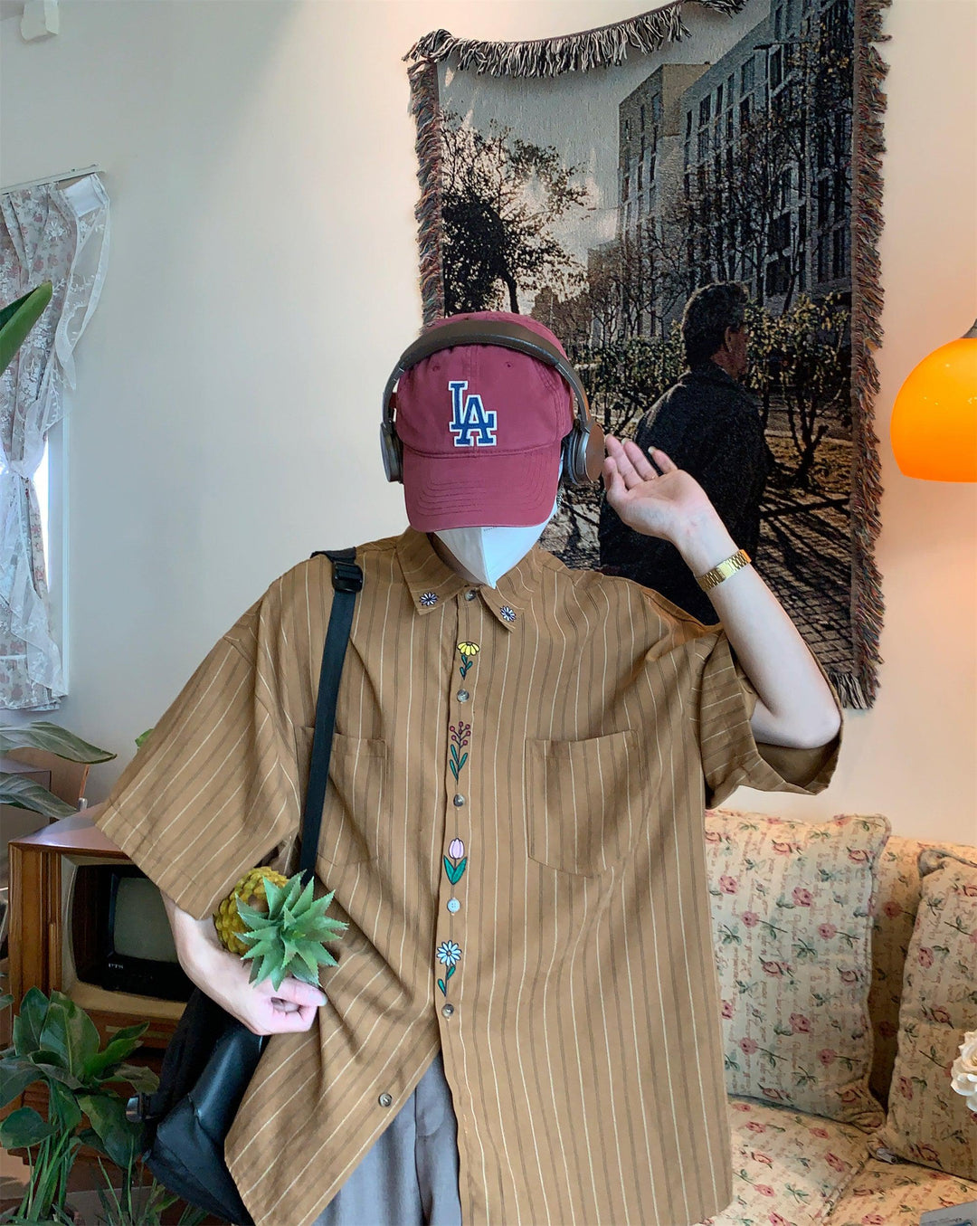 Vertical Stripe Shirt With Pockets