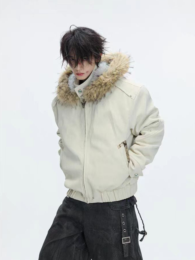 Veste d'hiver à capuche en fausse fourrure lourde 