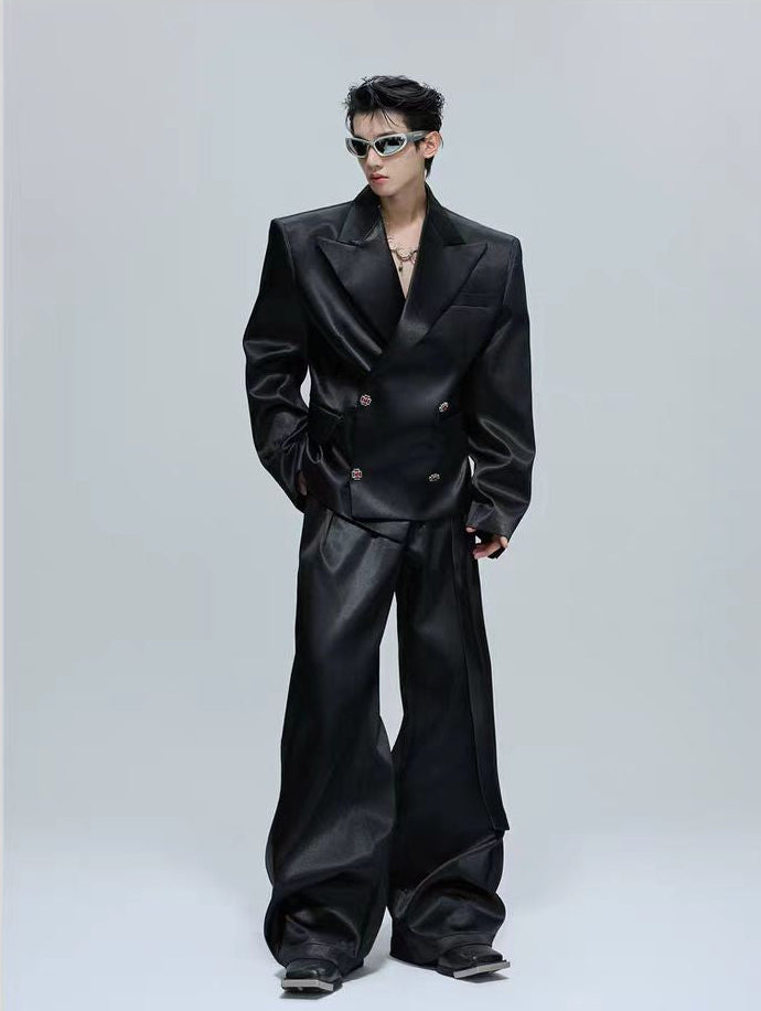 Liquid Shiny Silhouette Jacket and Pants