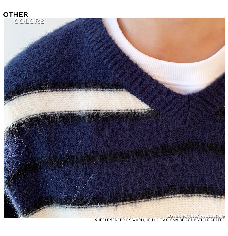 Gestreifter Strickpullover mit lockerer Passform 