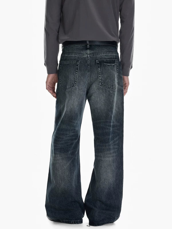 Washed Distressed Wide Leg Jeans Pants 5