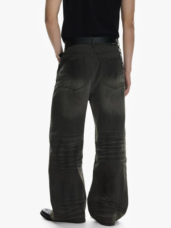 Distressed Wide Leg Washed Denim Pants 5