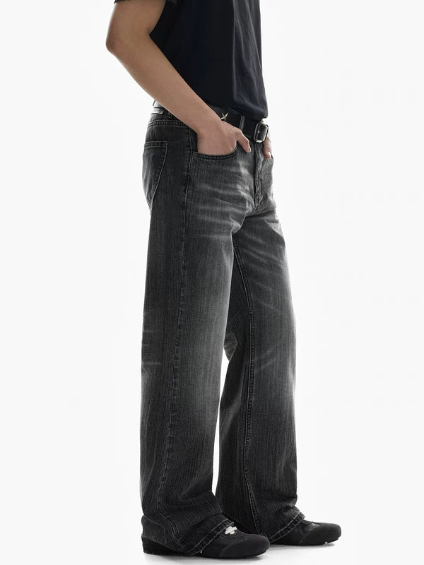 Wide Leg Washed Denim Jeans Pants 3