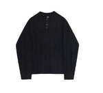 Henry Collar Twisted Knit Sweater