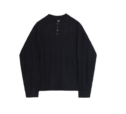 Henry Collar Twisted Knit Sweater