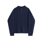 Henry Collar Twisted Knit Sweater