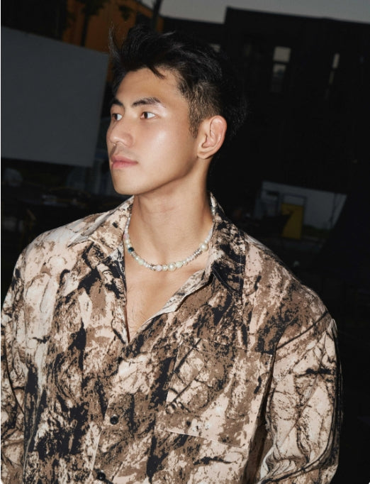 Lockere Passform Retro Volldruck Hemd 