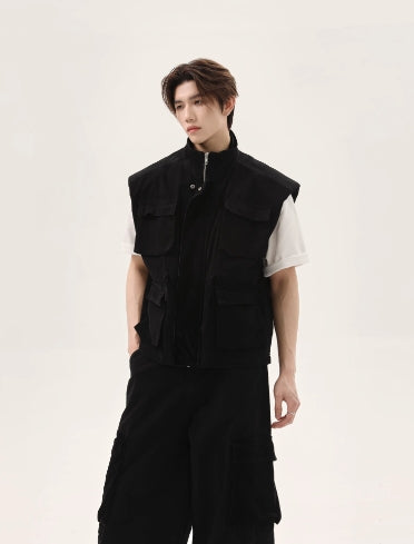 Conjunto de Chaleco de Utilidad de Mezclilla y Pantalones Cargo 