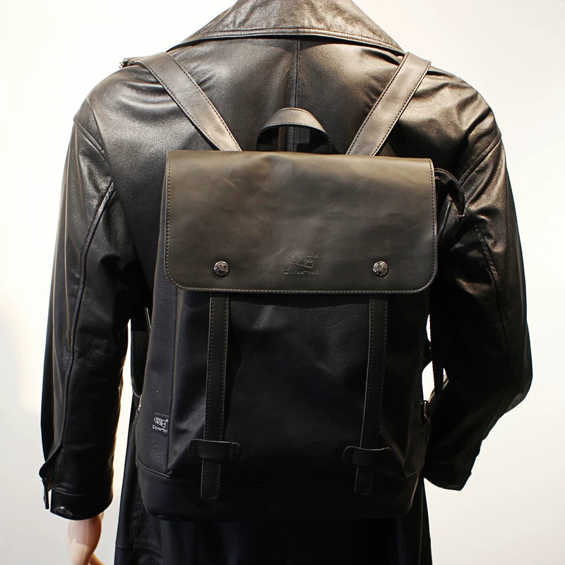 Leather Laptop Commuter Backpack 2