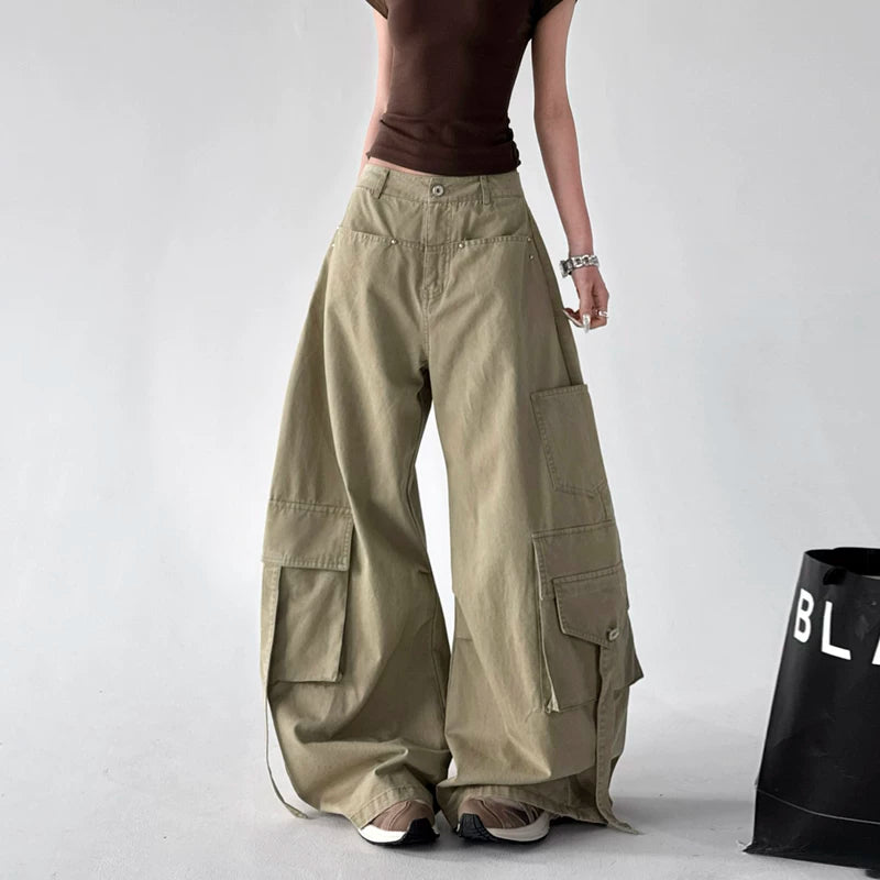 6028531420965,6028531420966,6028531420967,6028531420968, Wide Leg Multi-Pocket Cargo Pants