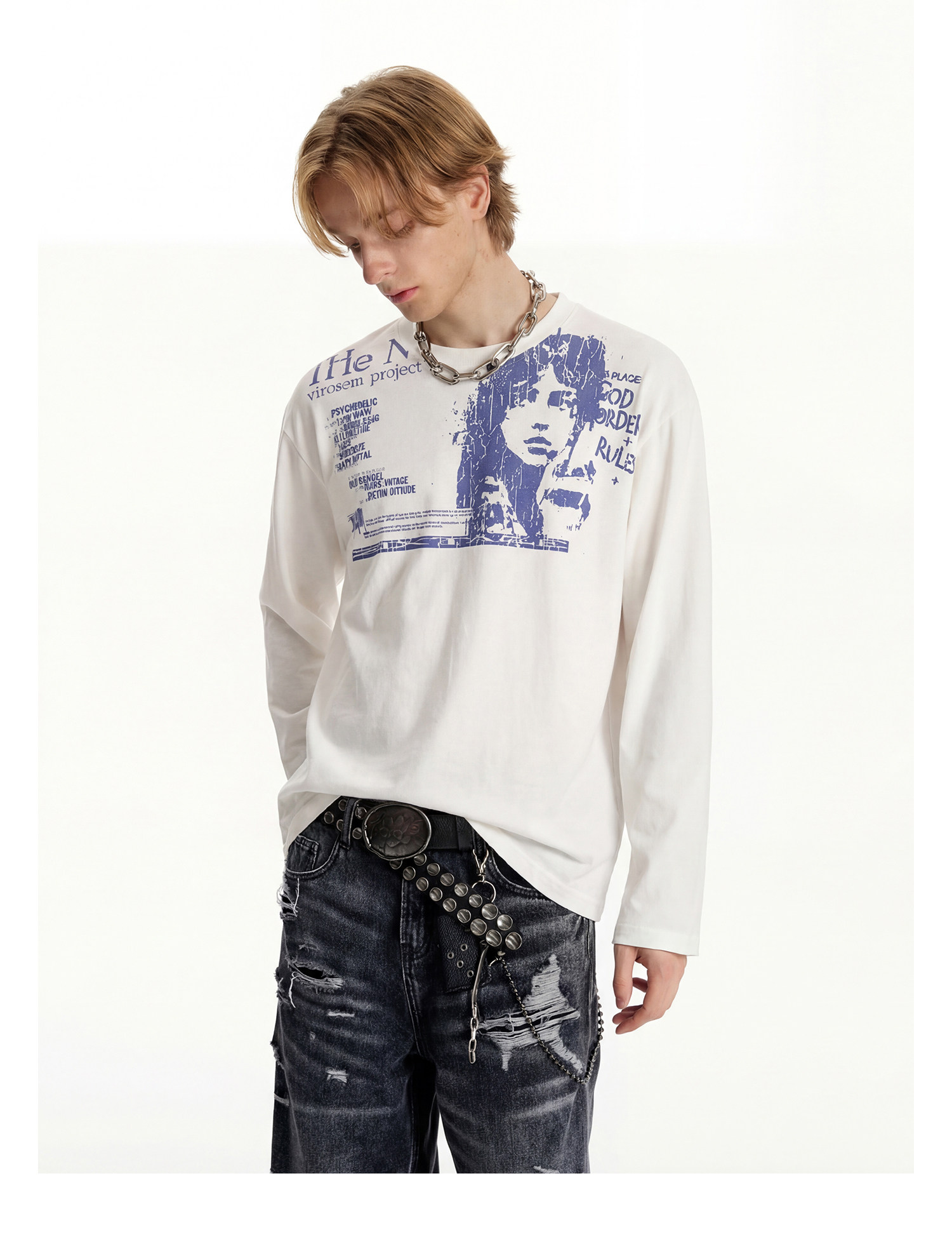 Sudadera de manga larga con gráfico de retrato 