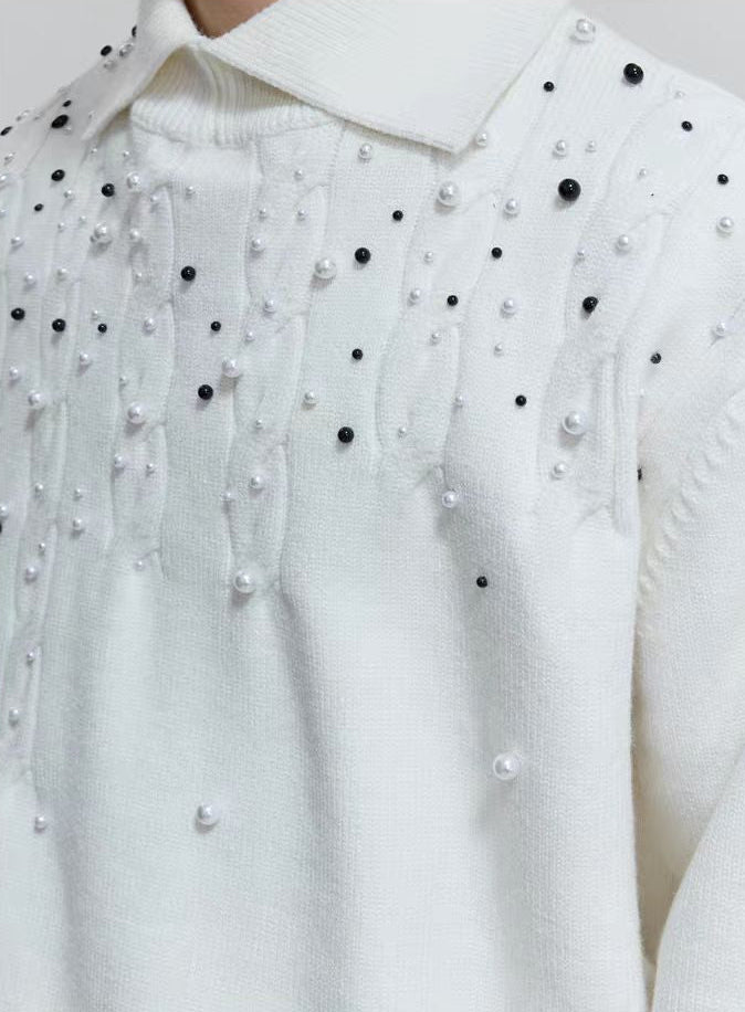 Pearl Turtleneck Cable Knit Sweater