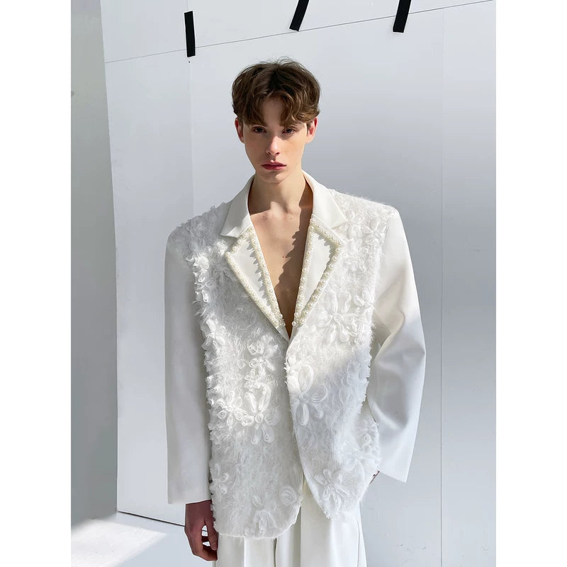 3D Jacquard Pearl Collar Suit Jacket 2