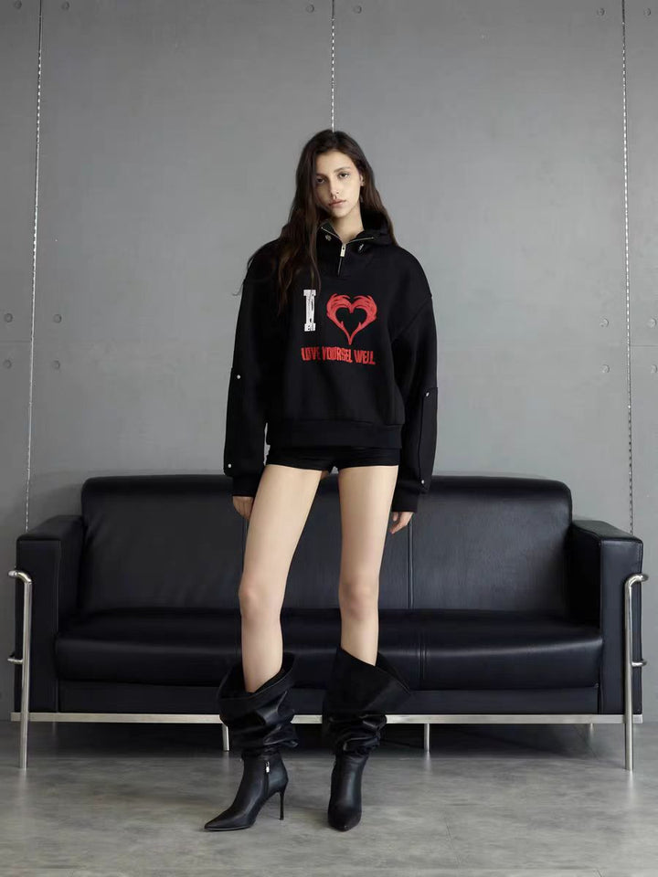 Graphic Printed Hooded Sweatshirt