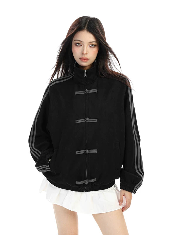 Chinese Style Three-Stripe Zip-Up Jacket 2