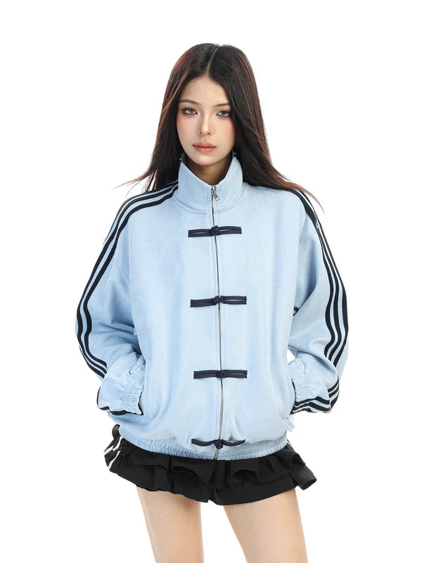 6028443281135,6028443281136,6028443281137,6028443281138, Chinese Style Three-Stripe Zip-Up Jacket