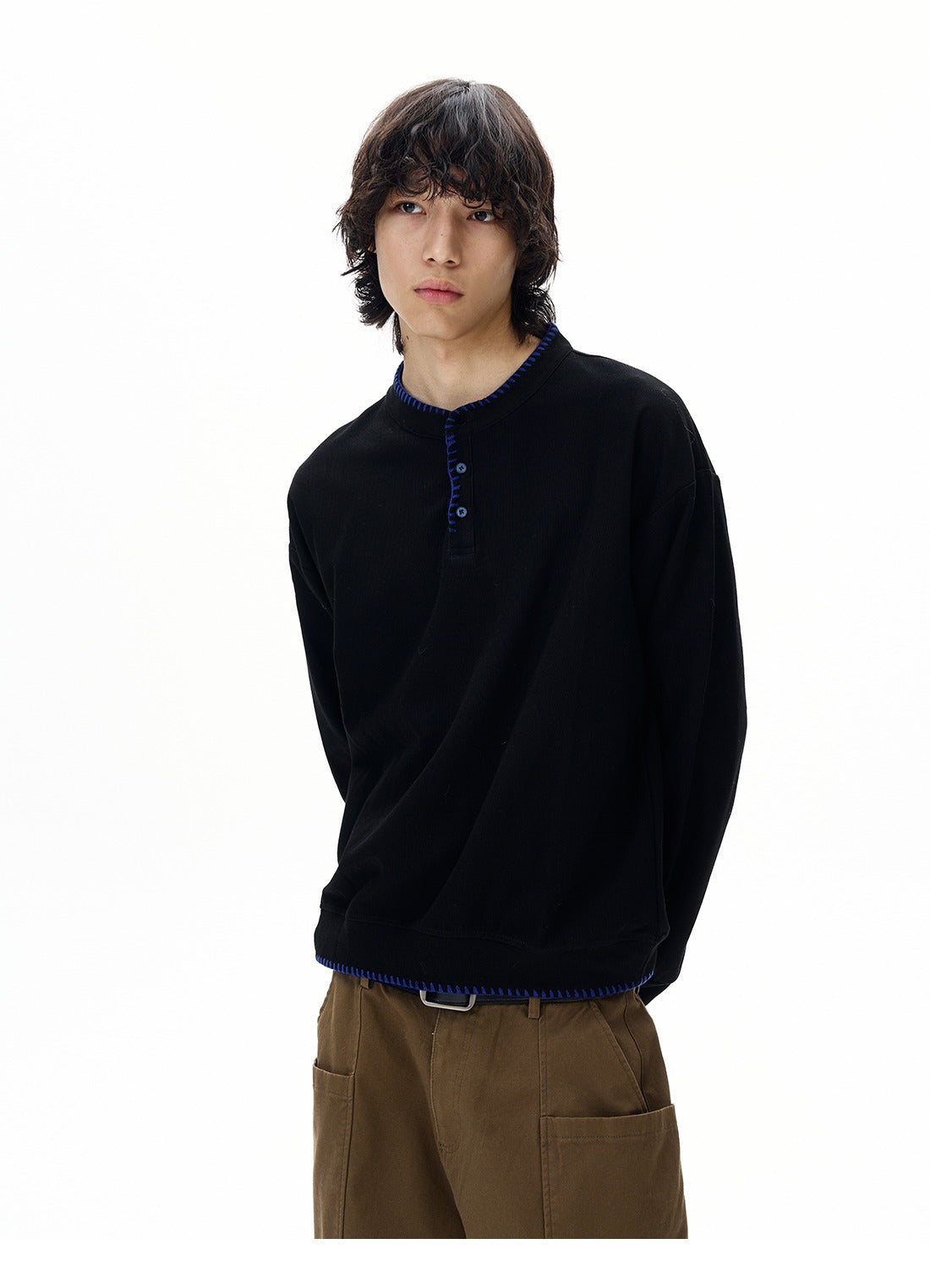 Eldiven Dikişli Henry Yaka Örgü Kapüşonlu Üst 