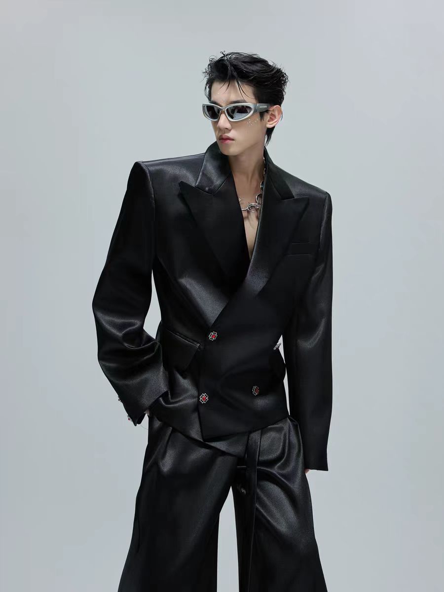 Liquid Shiny Silhouette Jacket and Pants