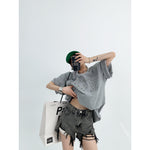 Lettering Embroidered Crew Neck T-shirt