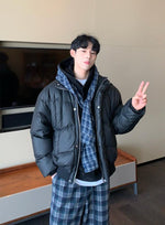 PU Leather Stand Collar Down Jacket